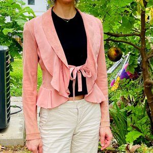 Feminine Pink Suede BeBe Jacket Size small